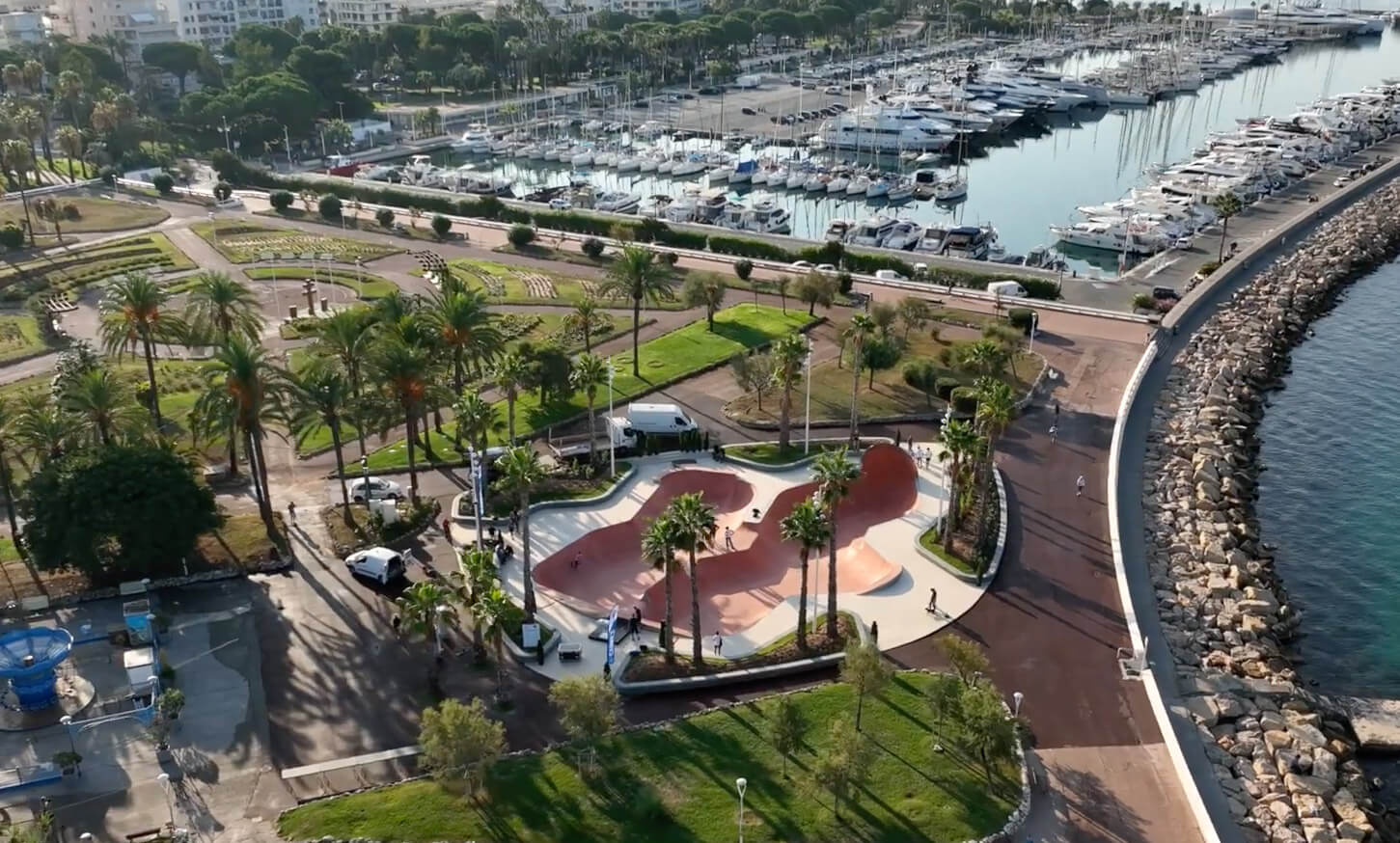 Vue aérienne du skatepark de la Roseraie