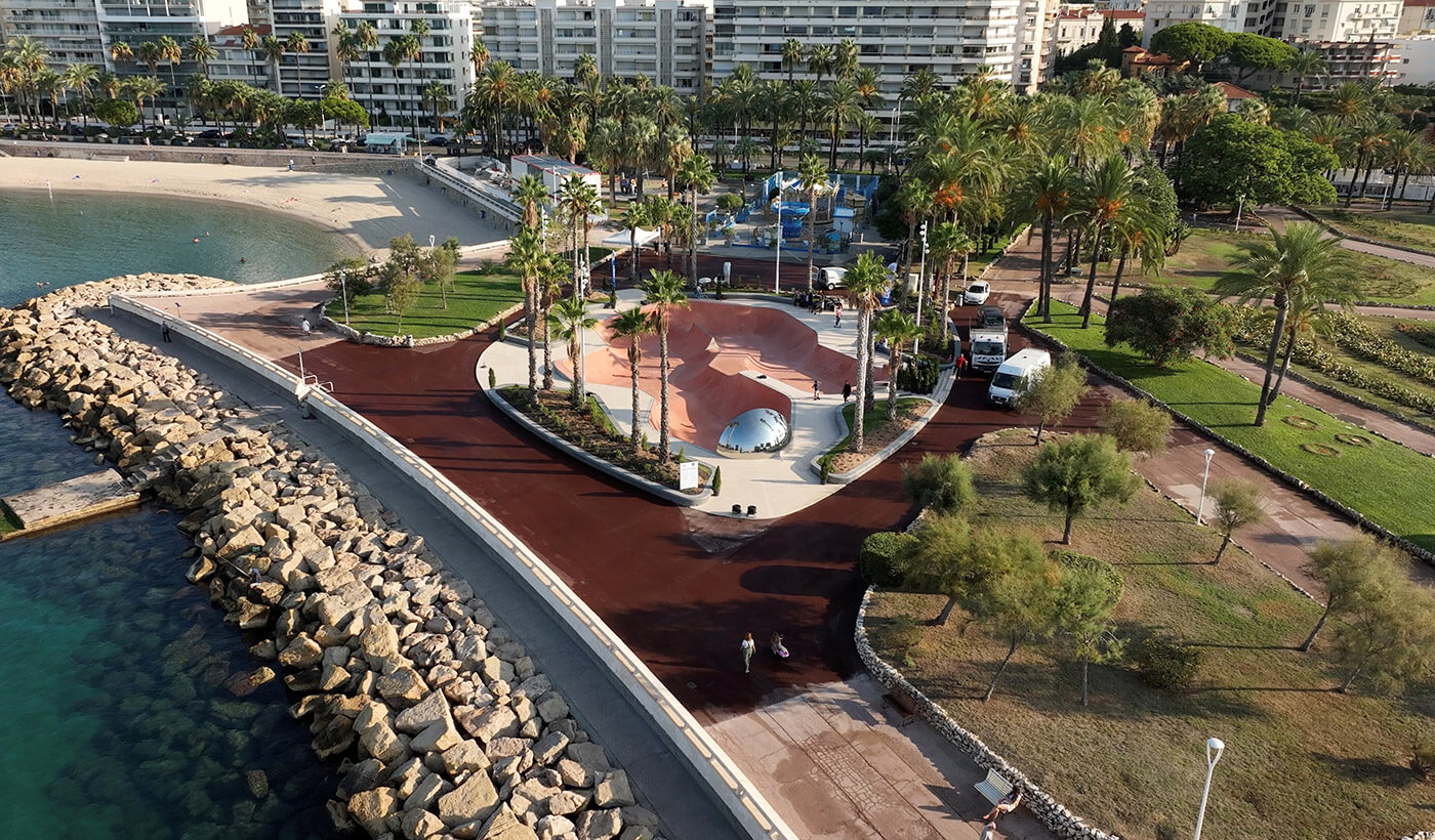 Vue aérienne du skatepark de la Roseraie
